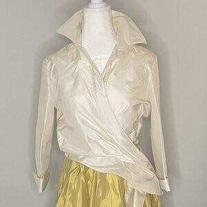 Gold skirt with cream top